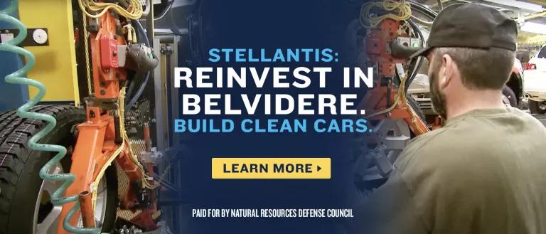 NRDC ad in support of re-opening the shuttered Stellantis Plant in Belvidere, Illinois