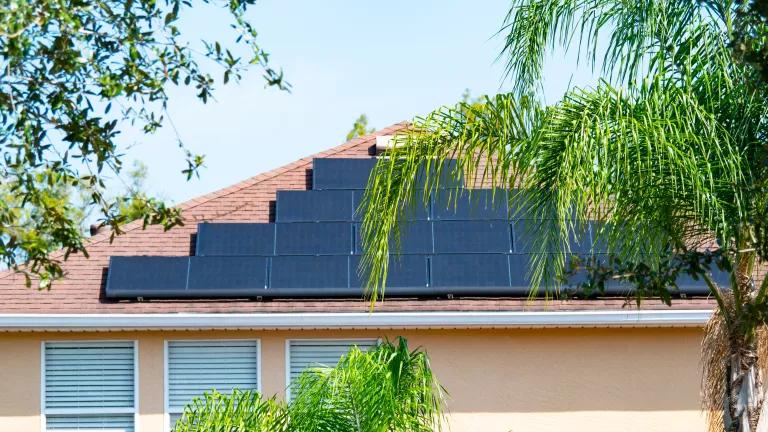 Rooftop solar panels on a home in Florida.