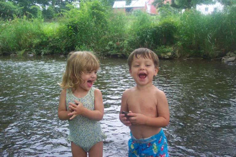 photo of kids in West Branch of Perkiomen Creek