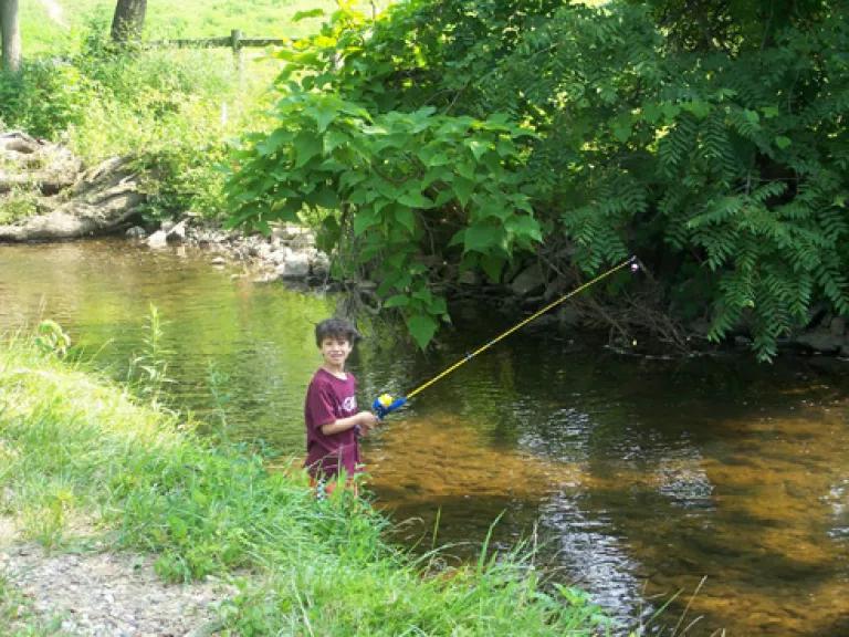 photo of my son, fishing the West Branch of Perkiomen Creek