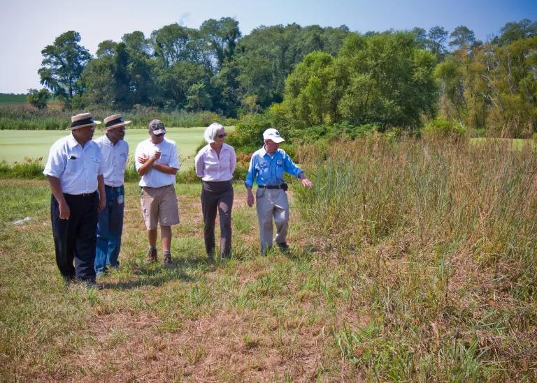 Farmers & Conservationists Touring Watershed Protection Practices on Farm