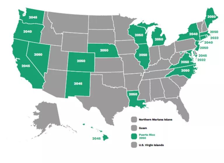 States with 100 percent clean energy standards