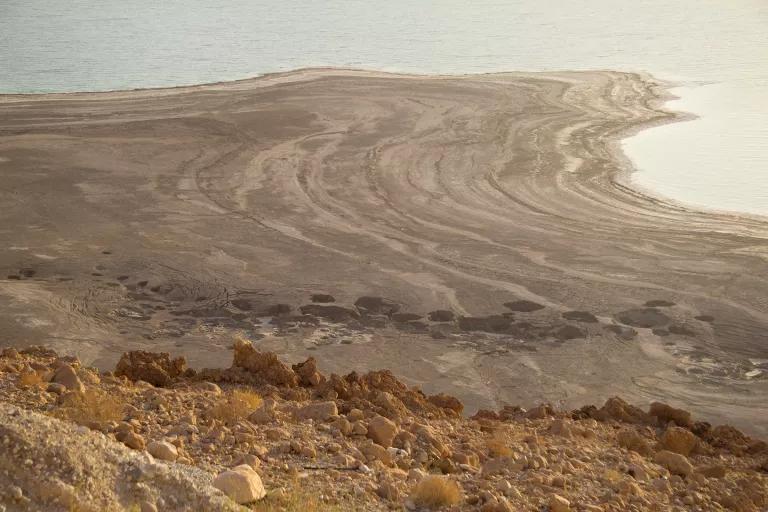 Sink holes forming on the Dead Sea shore