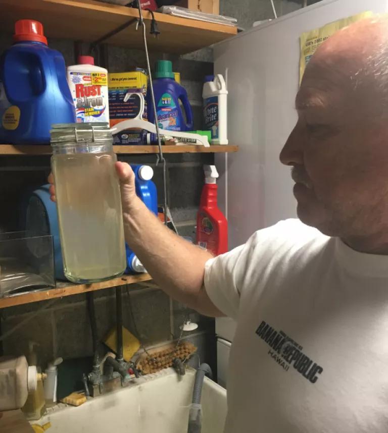 Drinking water in Pennsylvania after the local aquifer was punctured by drilling for the planned Mariner East 2 pipeline