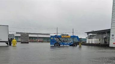 Floodwaters at the Arkema Crosby facility after Hurricane Harvey in 2017