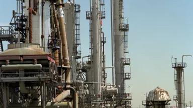 Hydrogen produced via steam methane reforming at an oil refinery in Commerce City, Colorado.